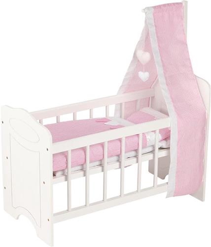 Goki Poppenbedje Met Hemel Junior 63 X 31,5 Cm Hout Wit/roze