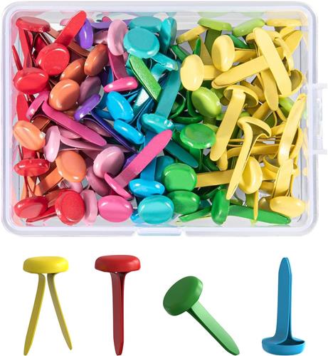 BOTC 100 stuks Mini-Brads - 8 x 20 mm Messing - Kleine Metalen Brads voor Papierknutselen en Scrapbooking, doe-het-zelf, Kaarten
