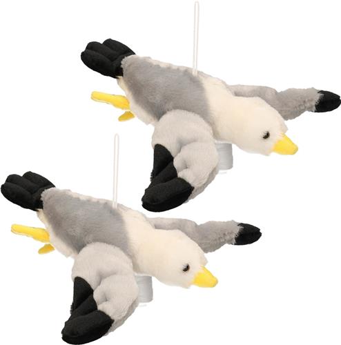 3x stuks pluche vliegende meeuw knuffel 28 cm - Vogels decoratie knuffeldieren