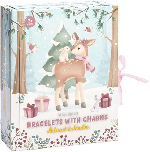 Little Dutch adventskalender met 24 vakjes met armbandjes, bedeltjes en stickers - creatief speelgoed - Bambolino Toys - kerst decoratie