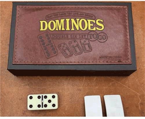 Domino dubbel 6 dik 12 mm. in PU koffer