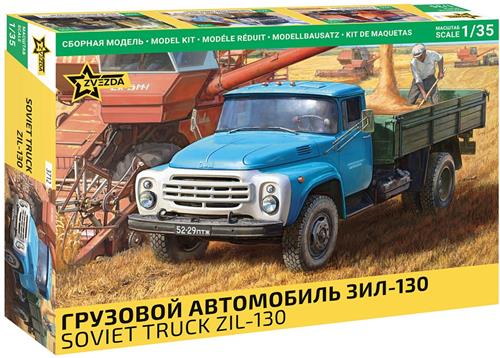 Zvezda Modelbouwpakket Militaire voertuigen - 3712 ZIL-130 - Utiliteitsvoertuig - Russische Militaire Vrachtwagen Plastic - 1:35