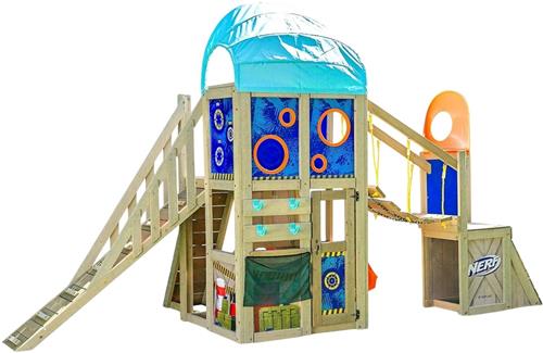 Speelhuis XL KidKraft Nerf Command Base Battle Fort  Speelhuis voor kinderen - Groot (445 cm) - Speeltoestel voor in de tuin