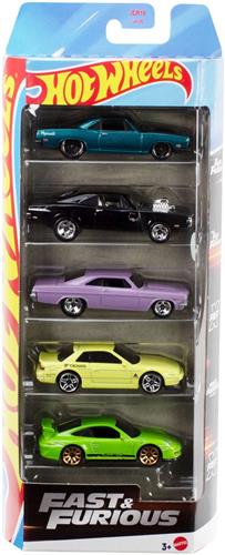 Hot Wheels Fast & Furious, Set van 5 Metalen Speelgoedraceauto's, Geïnspireerd op en Gezien in de Films, Schaal 1:64