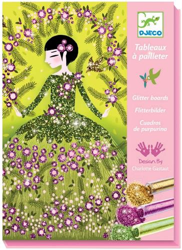 Djeco schilderijen glitter knutselset - Glitter Dresses - creatieve activiteit.