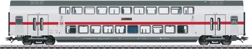 Märklin IC2 Dubbeldeks-Tussenrijtuig DBpza 682.2, 2e Klas 043490 - Lichtgrijs met Verkeersrode Sierstrepen