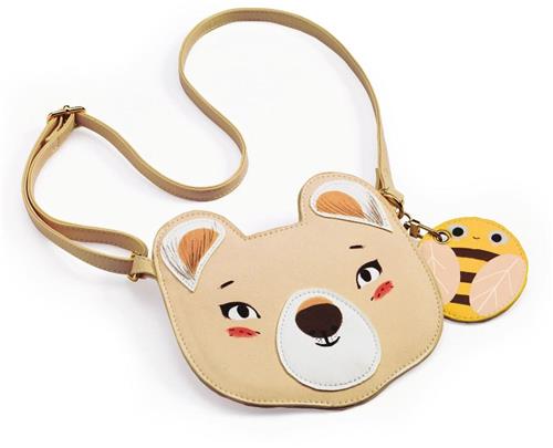 Djeco schoudertas beer - kindertas met dierenprint en bijenportemonnee.