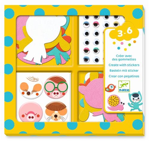 Djeco - Knutselset Creeëren met stickers - Dieren - 3-6j
