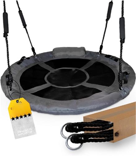 Nestschommel Voor Kinderen Ø100 Cm  Met Kussen En Handgrepen  In Hoogte Verstelbaar  Ronde Schommel Voor Binnen En Buiten  Weerbestendig En Duurzaam