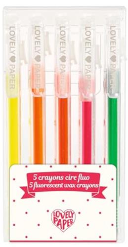 Djeco tekenen 5 fluorescent waxkrijtjes in etui voor kinderen.