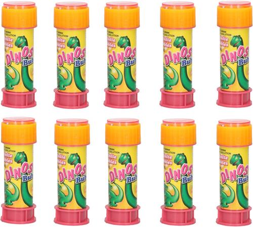 Dinosaurus dinosaurius thema bellenblaas flesjes - 10x - met bal spelletje in dop - 60 ml - voor kinderen