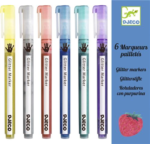 Djeco kleuren 6 Glitter Markers - Classic