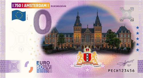 0 Euro biljet Nederland 2024 - Amsterdam III Rijksmuseum KLEUR