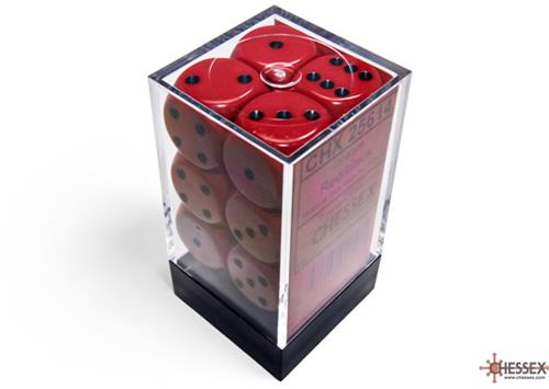 Chessex 12 x D6 Set Opaque 16mm - Red/Black