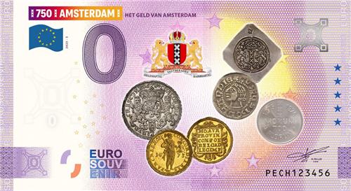0 Euro biljet Nederland 2025 - Amsterdam V Het geld van Amsterdam KLEUR