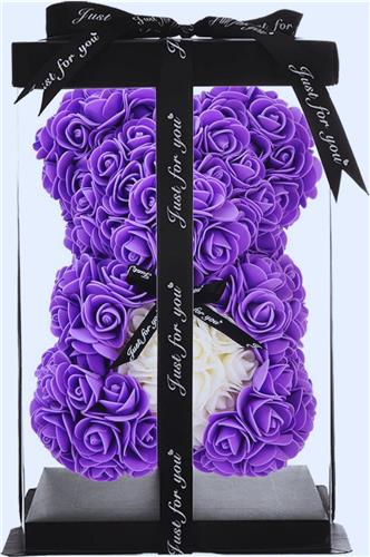 Unieke Rose Flower Bear - Handgemaakte Rozen Teddybeer Knuffel In Paar - Perfect Valentijns- Of Verjaardagscadeau - Inclusief Heldere Cadeaubox