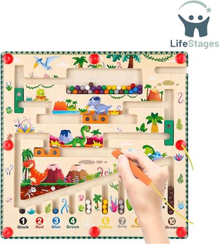 LifeStages - Magnetisch Doolhof - Montessori Speelgoed - Magnetisch Speelgoed voor Kinderen - Magnetisch Doolhof met Kleuren en Getallen - Educatief Speelgoed