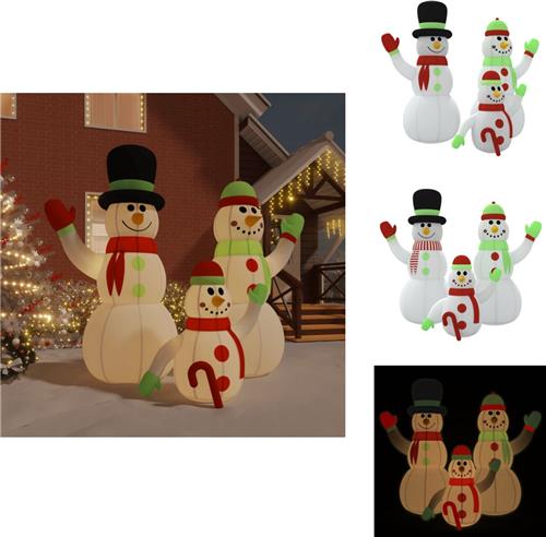 vidaXL Opblaasbare Sneeuwpopfamilie - Opblaasbare Sneeuwpopfamilies - Opblaasfiguur - Opblaas Sneeuwpop - Sneeuwpopfamilie opblaasbaar met LED's 360 cm