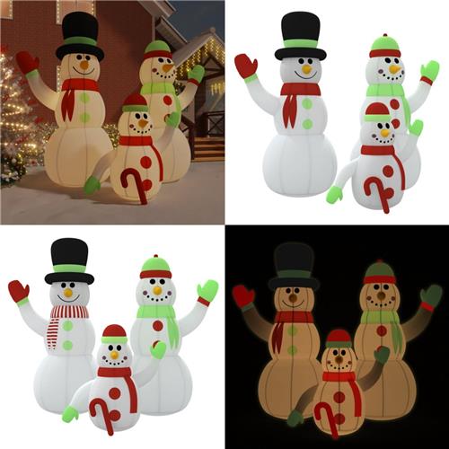 vidaXL Sneeuwpopfamilie opblaasbaar met LED's 500 cm - Opblaasbare Sneeuwpopfamilie - Opblaasbare Sneeuwpopfamilies - Opblaasfiguur - Opblaas Sneeuwpop