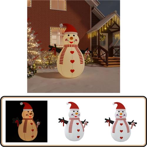 vidaXL Sneeuwpop - Opblaasbaar met LED's - 250 cm Opblaasbare Sneeuwpop - Opblaasbare Sneeuwpoppen - Opblaasfiguur - Opblaassneeuwpop
