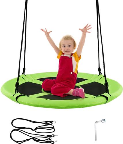 COSTWAY Nestschommel voor buiten, kinderschommel, boomschommel, hangschommel, belastbaar tot 150 kg, ronde schommel met 100 cm diameter voor binnen en buiten, schommel voor kinderen en volwassenen