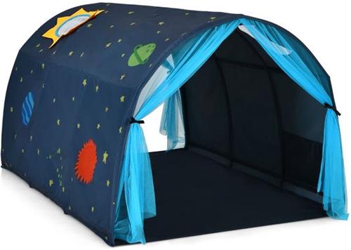 SureDeal® - Tentje - Kinderbedje - Speeltent in Prinsessenstijl - Kinderen - Kindertent met Venster & Tas & Gordijn - Blauw