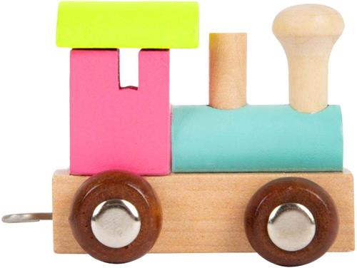 Small Foot - Houten Lettertrein Locomotief Gekleurd - 12 stuks