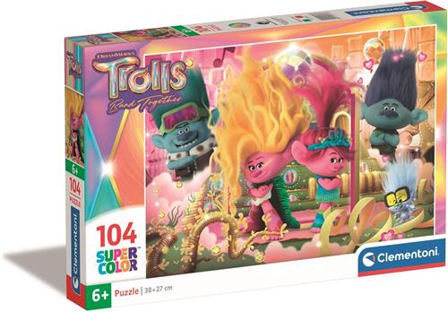 Clementoni - Puzzel 104 Stukjes Trolls 3, Kinderpuzzels, 6-8 jaar, 27268