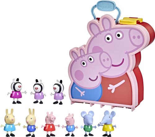 Peppa Pig Peppa's Adventures Mallette Peppa, George en hun vrienden, voorschoolse speelgoed, 9 beeldjes met de zusters Zebra