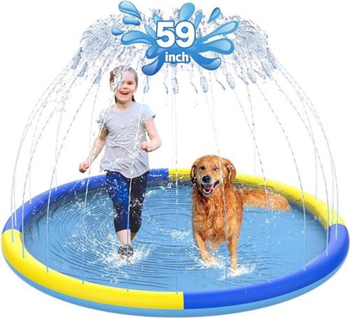 150 cm antislip waterspeelgoed voor kinderen en honden, verdikt sproeierbad, zomers waterspeelgoed voor buiten, extra groot opblaasbad voor kinderen, jongens en meisjes of hond (blauw)