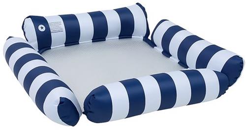 2-Pack 4-in-1 Zwembad Hangmat Drijvende Stoel Lounge voor Volwassenen en Kinderen, 4 Zijden Strepenpatroon Opblaasbare Drijvende Waterbank voor Pool Party
