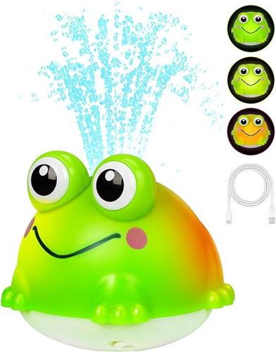 Baby Badewannenspielzeug mit Automatischem Wasserspray & LED-Licht  Wiederaufladbares Baby Badespielzeug,Frosch Spray Wasserspielzeug, Badewanne Pool Badespielzeug ab 1 2 3 Jahre