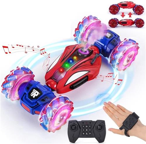 Op afstand bestuurde auto, 4 x 4 Spider, handgestuurde stuntauto met sproeien, muziek en licht, 2,4 GHz, 360° rotatie, drift RC-autospeelgoed vanaf 6, 7, 8, 9, 10 jaar, voor jongens en
