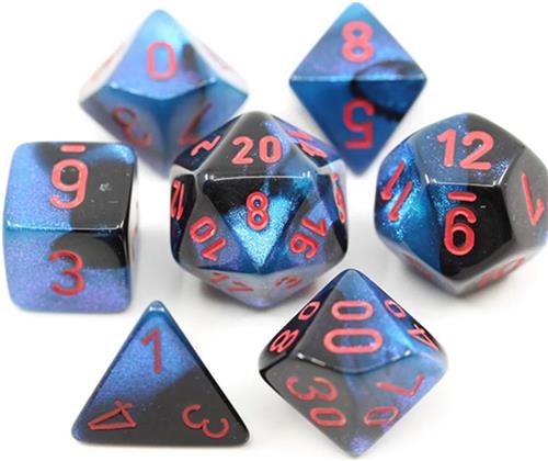 Chessex Gemini® Mini-Polyhedral Black-Starlight/red 7-Die Set