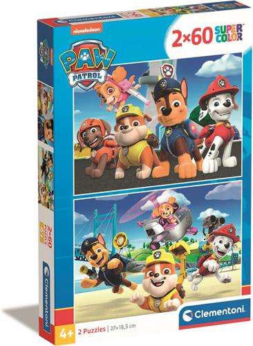 Clementoni Supercolor  Paw Patrol Puzzel  2 Legpuzzels voor Kinderen  2 x 60 stukjes Kinderpuzzels 4+ Jaar
