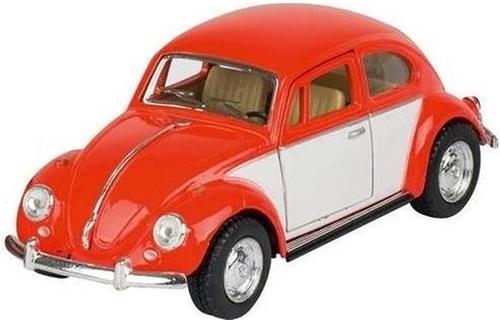 Modelauto Volkswagen Kever two-tone oranje/wit 13 cm - speelgoed auto schaalmodel - miniatuur model