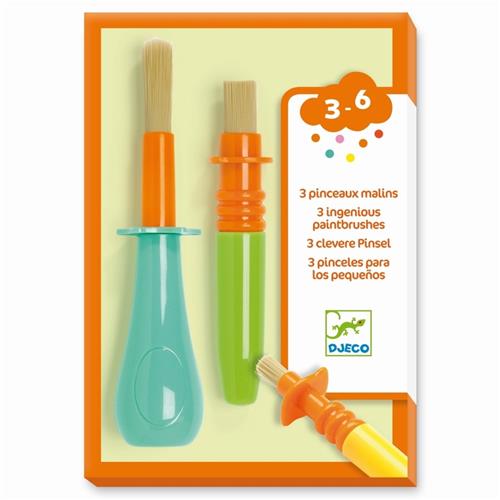 Djeco kleuren ergonomische kinderpenselen 3 stuks - schilderen.