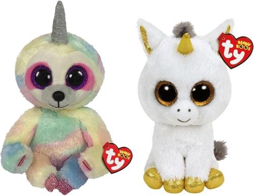 Ty - Knuffel - Beanie Buddy - Cooper Sloth & Pegasus Unicorn