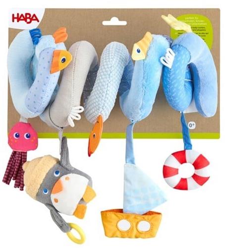 Haba spiraalmobiel pinguïn baby speelgoed mobiel voor box en bedje.