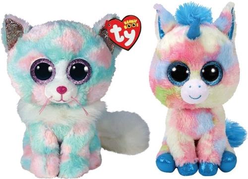 Ty - Knuffel - Beanie Buddy - Opal Cat & Blitz Unicorn