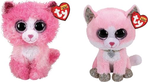 Ty - Knuffel - Beanie Boo's - Reagan Cat & Fiona Pink Cat