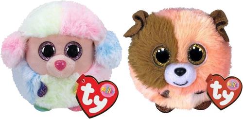 Ty - Knuffel - Teeny Puffies - Rainbow Poodle & Mandarin Dog