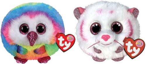 Ty - Knuffel - Teeny Puffies - Owel Owl & Tabor Tiger