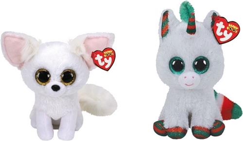 Ty - Knuffel - Beanie Boo's - Phoenix Fox & Christmas Unicorn