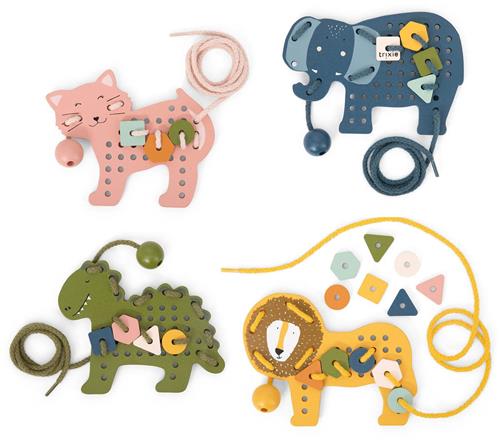 Trixie Houten Rijgspel Dieren  3j+  FSC hout  Stimuleert fijne motoriek