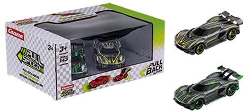 Carrera Speelgoedvoertuig - Pull and Speed - Hyper Sportautos - 2 stuks - Pull-Back Hypercars Twinpack Terugtrekauto