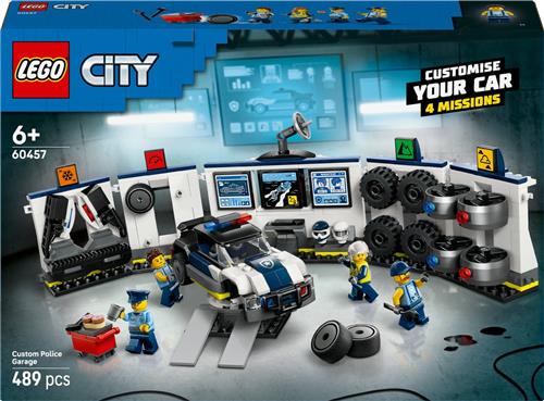 LEGO® City Garage voor Politieauto's, Voertuigspeelset voor Kinderen Vanaf 6 Jaar, Cadeau voor de Feestdagen of een Verjaardag, Inclusief een Aanpasbare Auto en 4 Minifiguren 60457