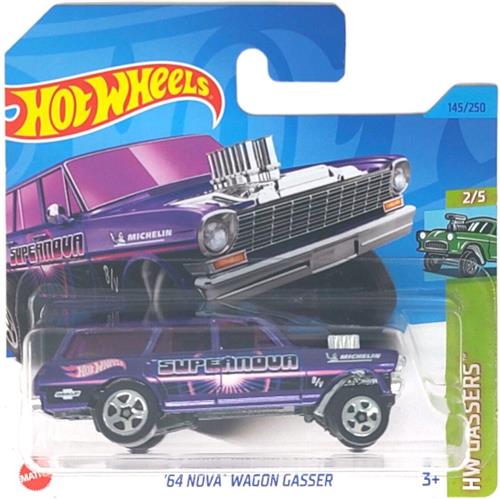 HOT WHEELS '64 NOVA WAGON GASSER PURPLE 145/250 1:64 HW GASSERS 2/5