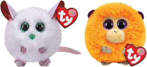 Ty - Knuffel - Teeny Puffies - Christmas Mouse & Coconut Monkey