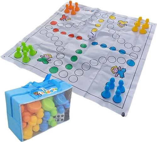 Mens Erger je Niet XL Tuin - XL Outdoor Bordspel met 16 Speelfiguren en Dobbelstenen - Reusenludo met Draagtas - Grote Tuinmat met Loopspel Patroon - Spel voor Kinderen vanaf 3 jaar en Volwassenen